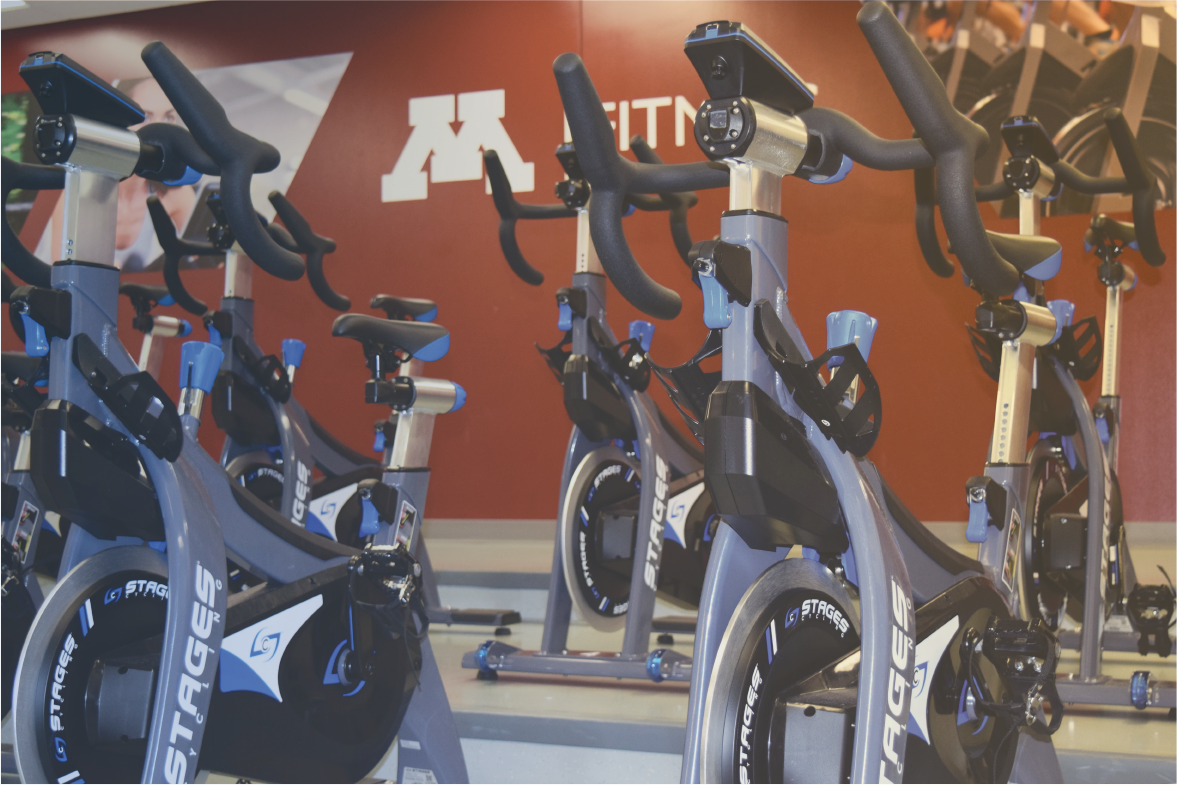photo of the bikes in the RecWell cycle studio