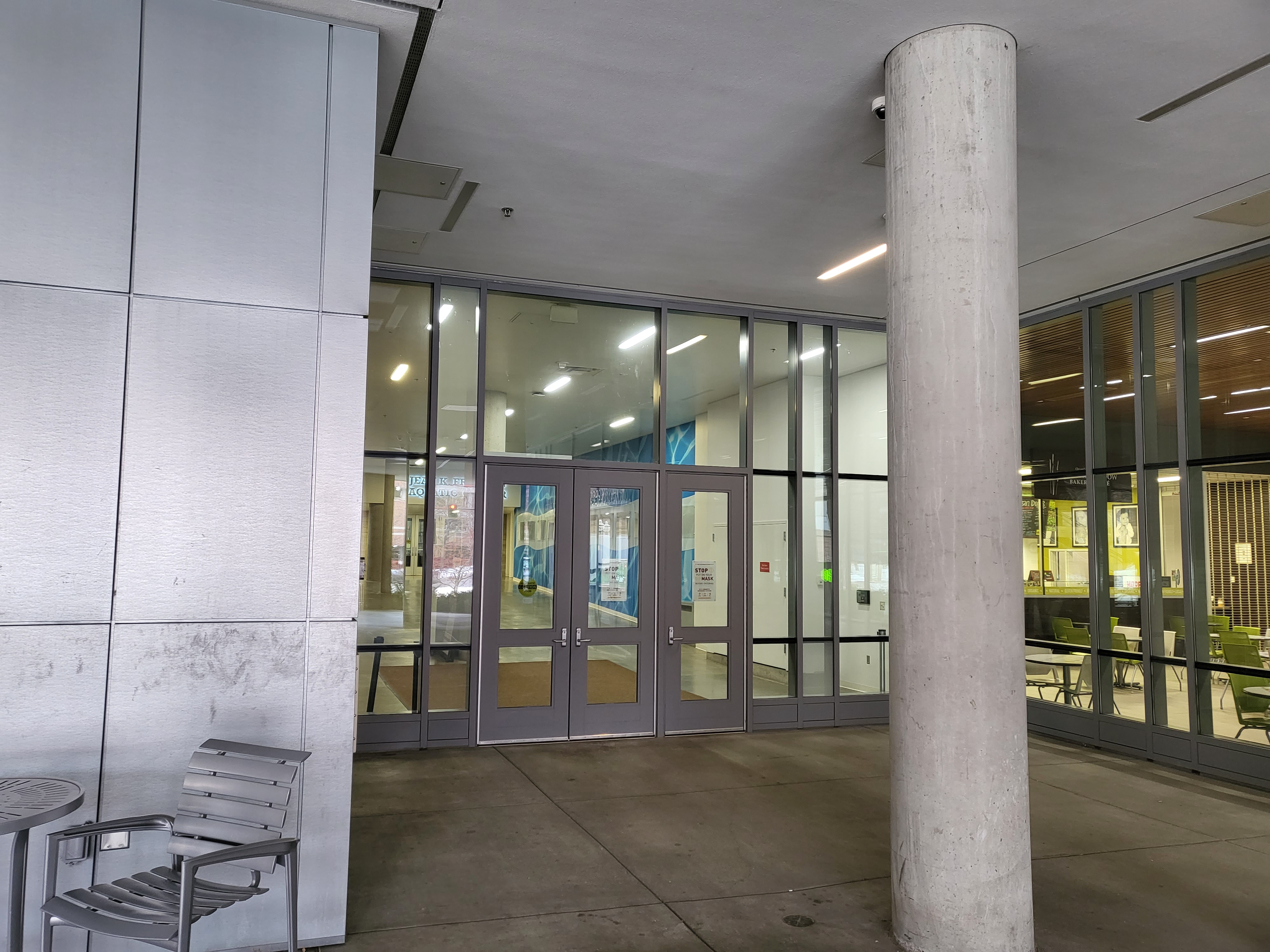 photo of the aquatics center entrance near the washington avenue parking ramp