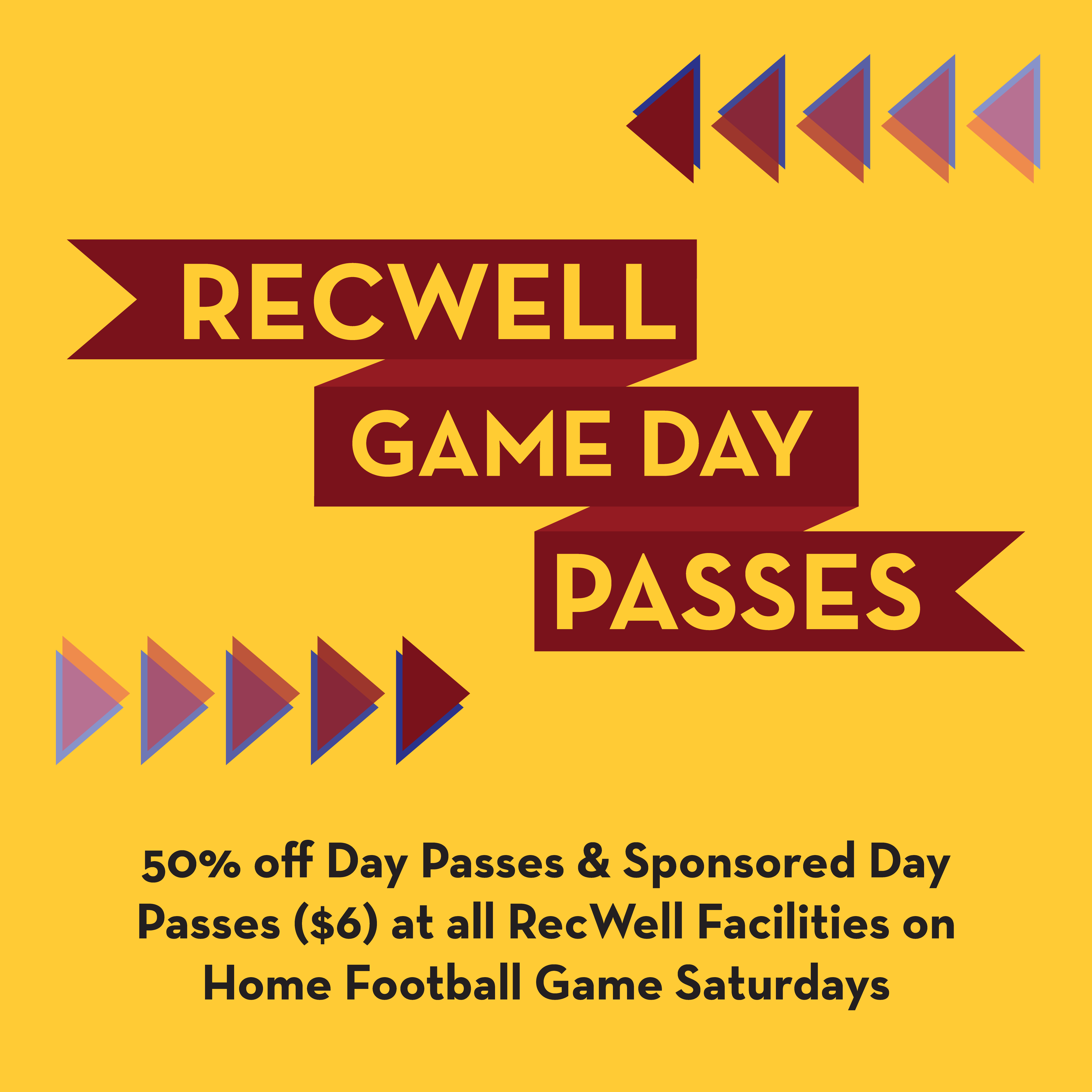 yellow graphic with the text "game day passes"