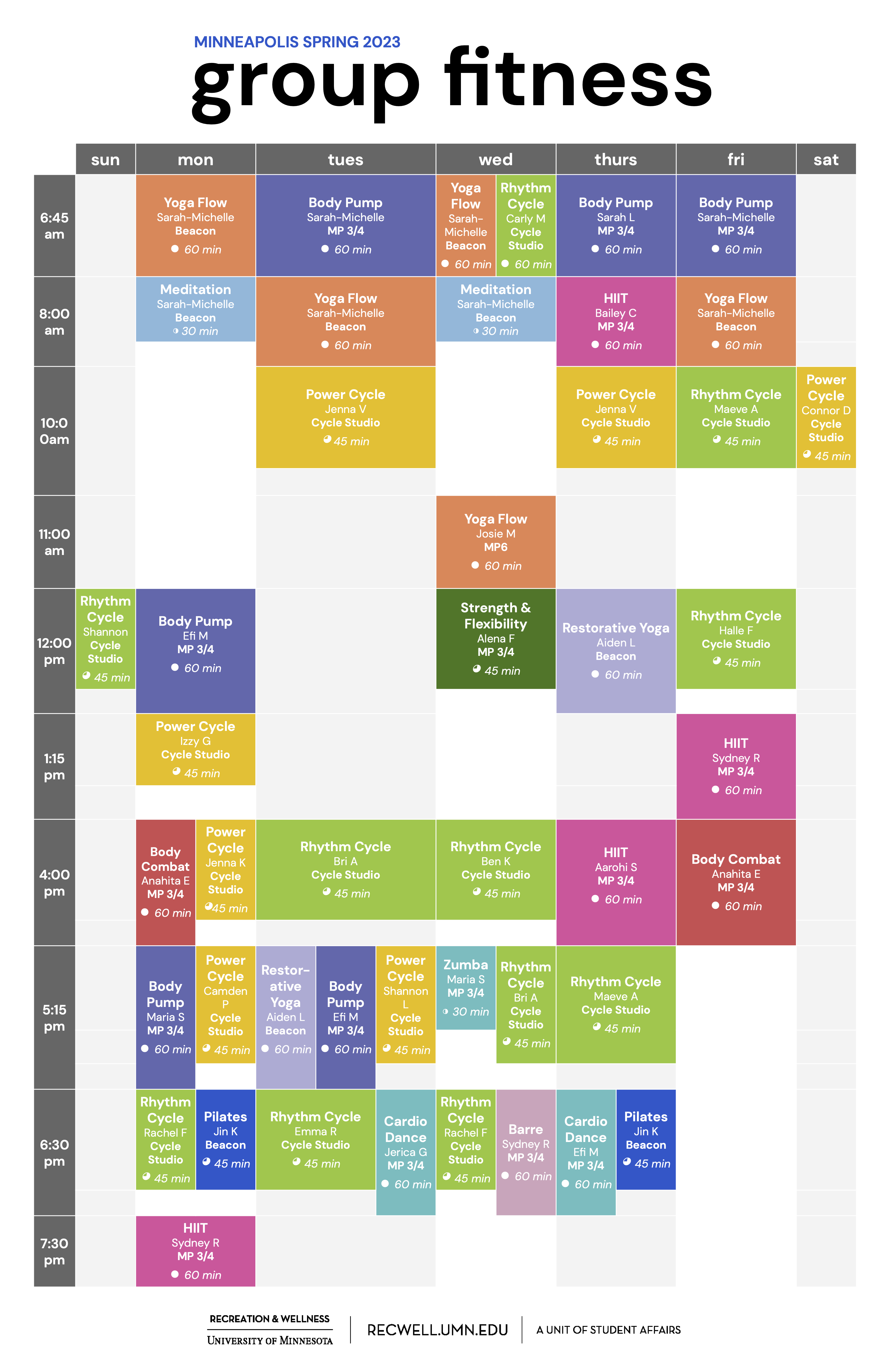 spring semester gfit schedule