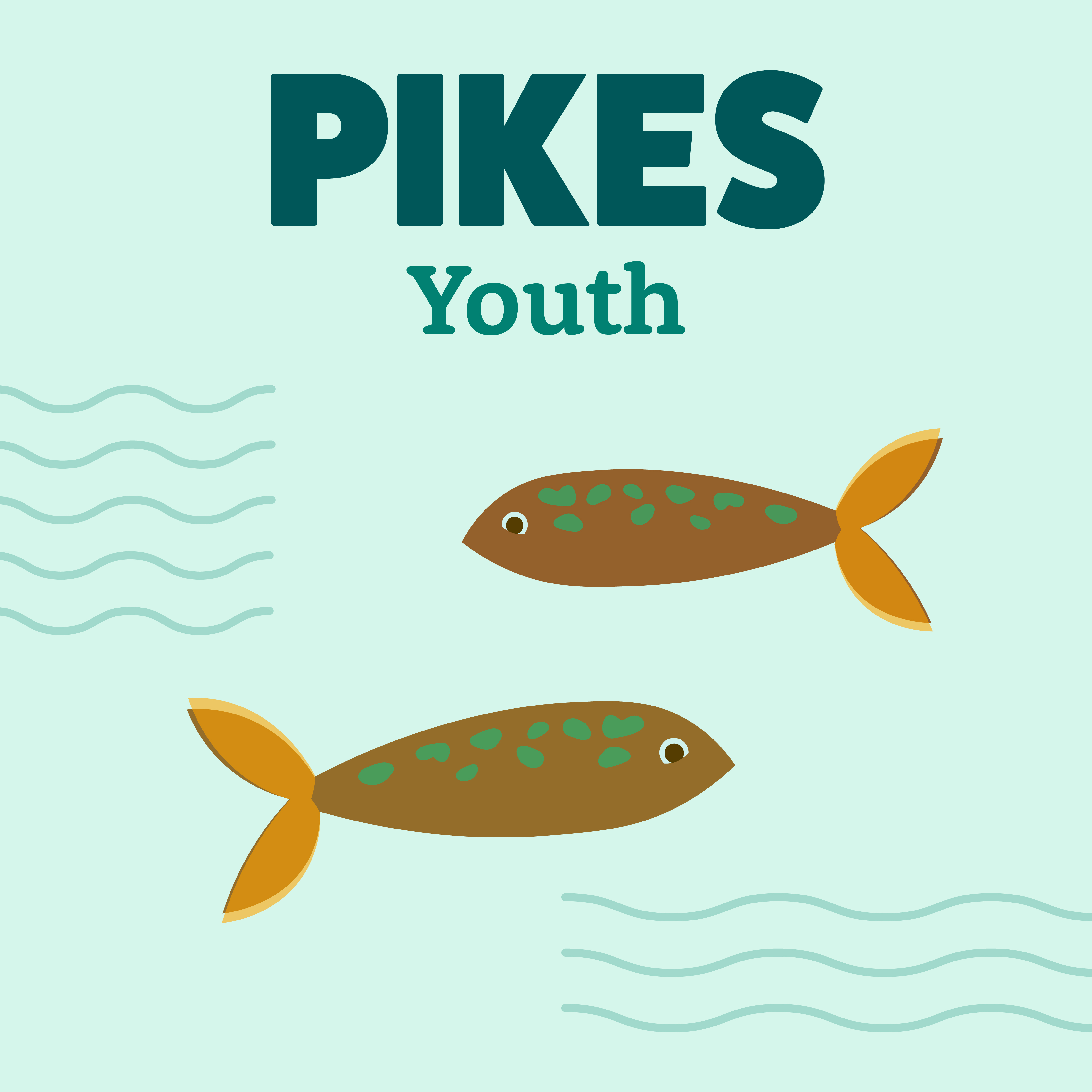 Illustration of two fish with text "Pike Youth"